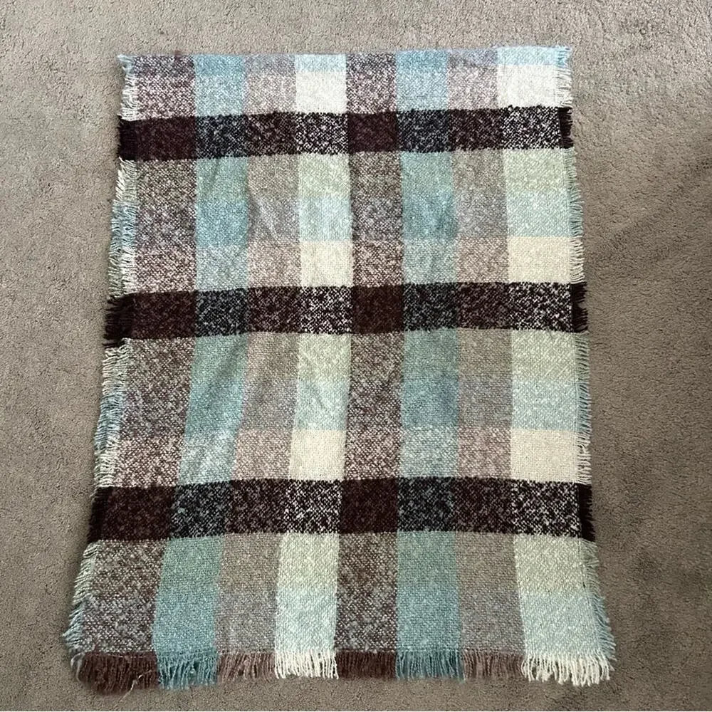 6. Soft Plaid Print Fringe Multi Colored Scarf